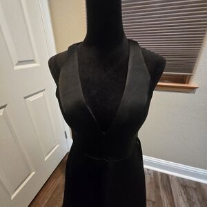 Aidan Mattox Black Satin Low Cut & Backless Dress